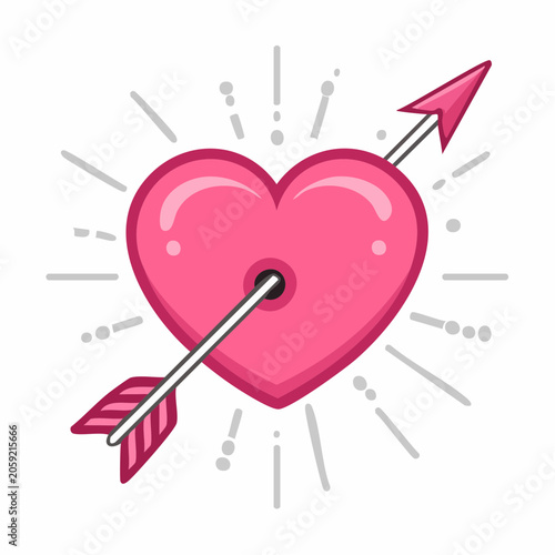 Pink Heart Pierced by Arrow