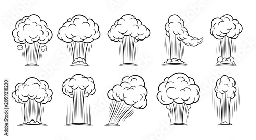 Φωτογραφία Collection of explosive cloud illustrations representing various types of blasts