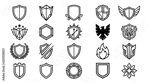 Billede på lærred Collection of Shield Icons and Emblems - Vector Graphics for Design