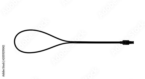 Φωτογραφία Black Silhouette Vector Illustration of a Tethered Loop Lanyard Cord for Secure