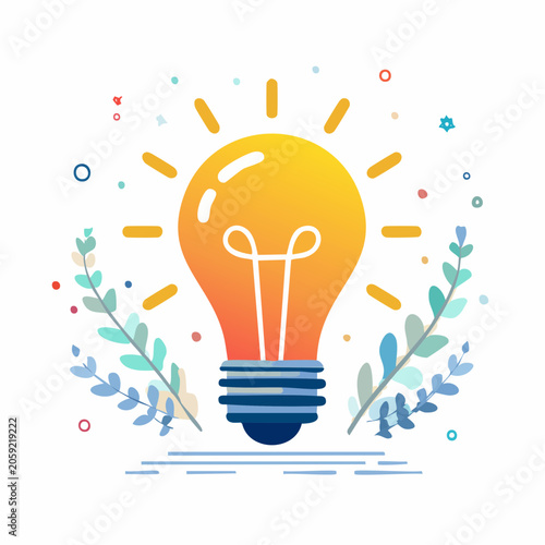 Illustration of a glowing light bulb symbolizing ideas and creativity
