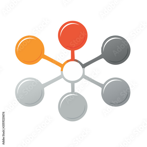 Network node icon with connected spheres