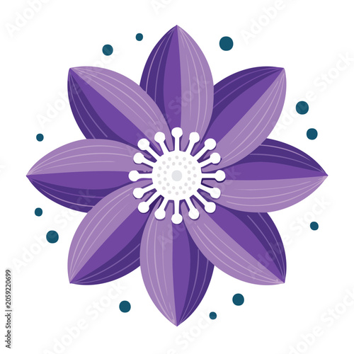 Purple Flower Flat Design Illustration