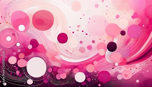 Abstract Modern Art Background Style Design With Circles And Spots In Colorful Pink And White Background