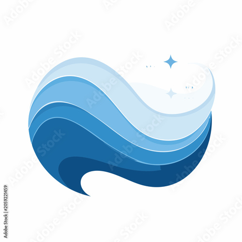 Abstract Blue Waves with Sparkles