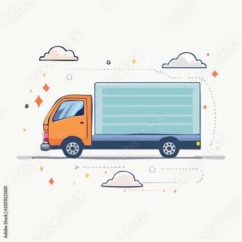 Illustration of a delivery truck in motion