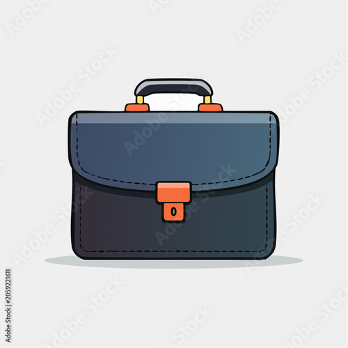 Illustration of a classic dark blue briefcase with orange accents