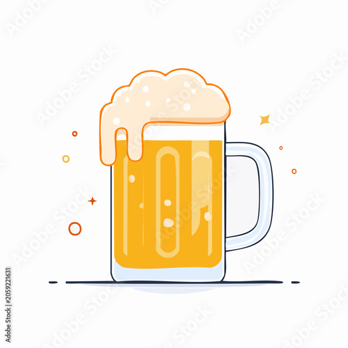 Illustration of a frothy beer mug