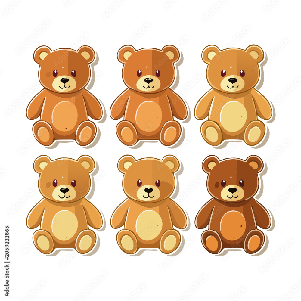 Obraz premium Cartoon Teddy Bear Illustration Set