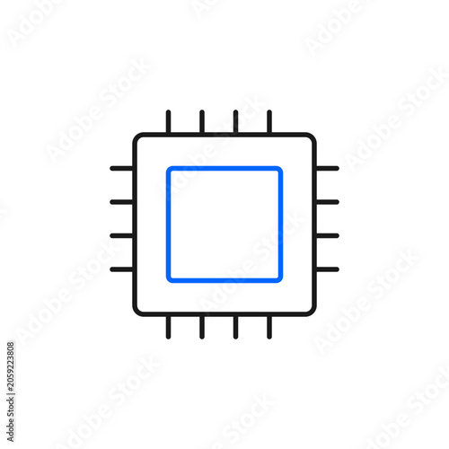 Minimalist computer chip icon, electronic processor vector illustration, digital hardware microchip symbol for technology and computing design