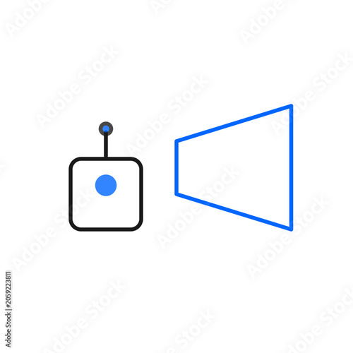 Minimalist AI document icon with blue sparkle, digital content generation vector, smart text file symbol for artificial intelligence writing