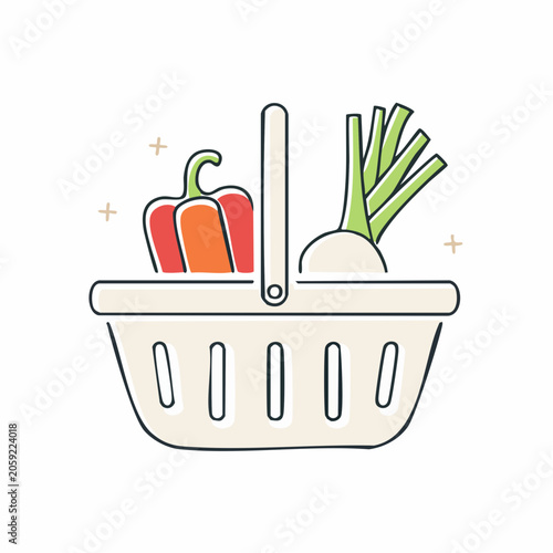 Shopping basket with bell pepper and fennel