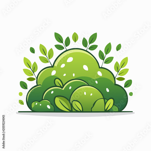 Stylized Green Bush with Leaves