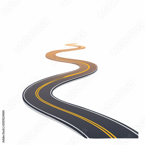 Winding Road with Yellow Lines