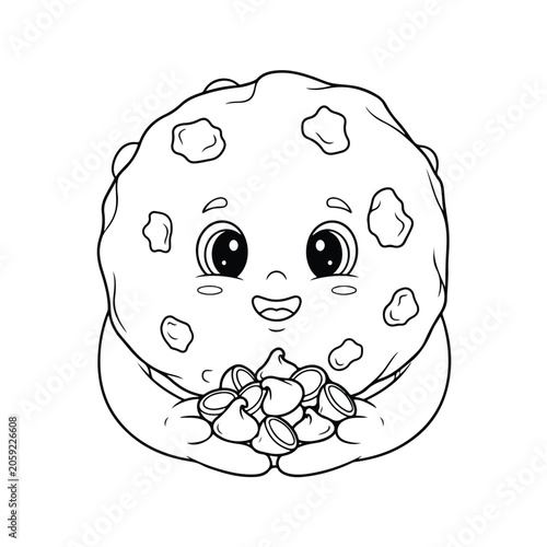 Cute Cookie Character Holding Chest of Cookies