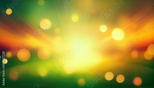 Natural Background Blurring Warm Colors And Bright Sun Light Bokeh Or Christmas Background Green Energy At Sky Sunny Color Orange Light Patterns Plain Abstract Flare Evening Clouds Blur