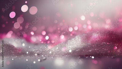 Silver And Pink Bokeh Glitter Abstract Background