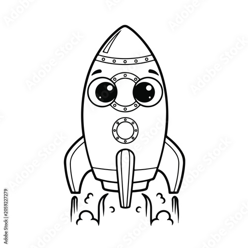 Rocket Ship Cartoon with Large Eyes