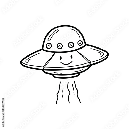 UFO Flying Saucer with Smile and Propulsion Trails