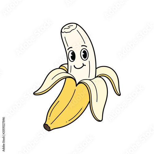 Banana with Cute Cartoon Face