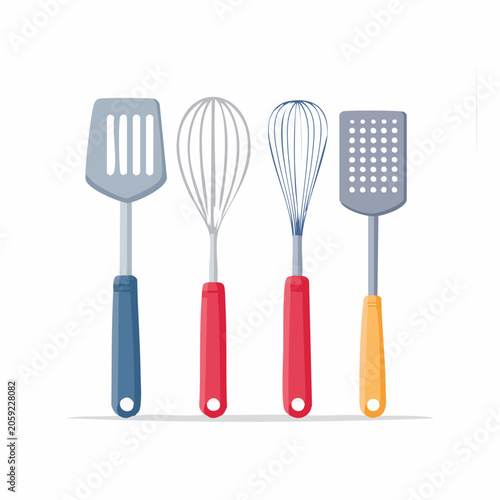 Set of Kitchen Utensils: Spatulas and Whisks