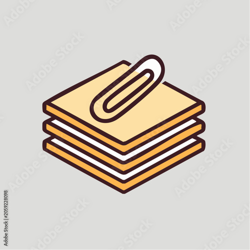 Stack of Papers with Paperclip Icon