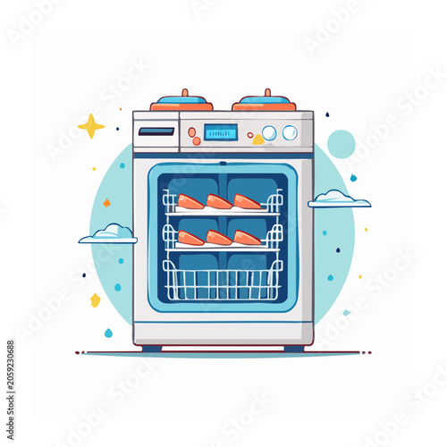 Flat Design Illustration of a Food Dehydrator with Carrots
