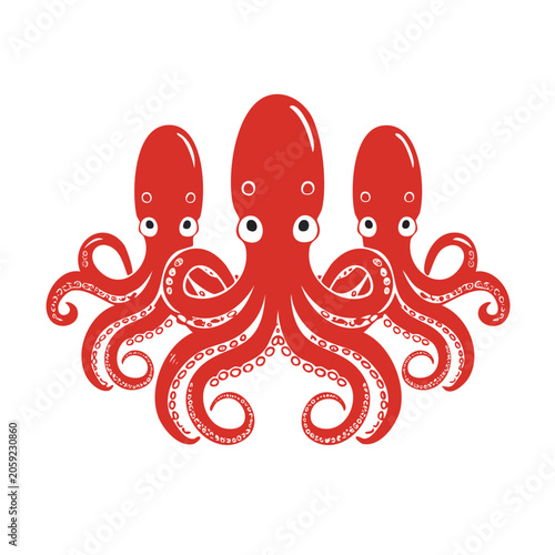 Red Octopus Flat Design Illustration