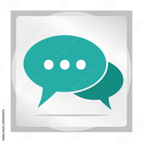 Teal speech bubbles icon on white background