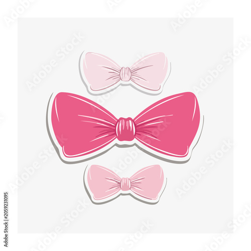 Three pink bows in flat design style