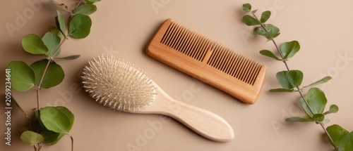 Hairbrush and comb with eucalyptus