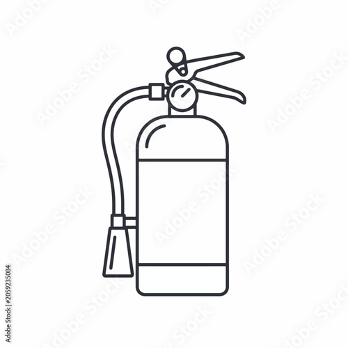 Simple line drawing of a fire extinguisher with hose and nozzle