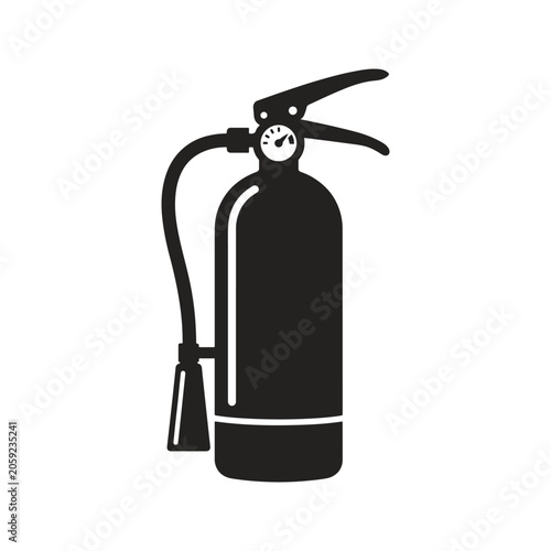 Black silhouette of a fire extinguisher on a white background