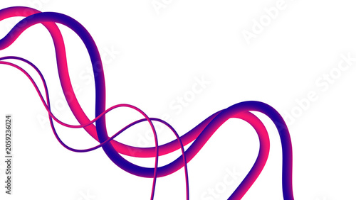 Fotografie Flowing organic abstract ribbons with gradient color transitioning from magenta