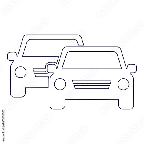 Outline Of Two Cars In Traffic
