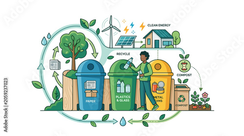 Recycling and Waste Management Infographic Vector