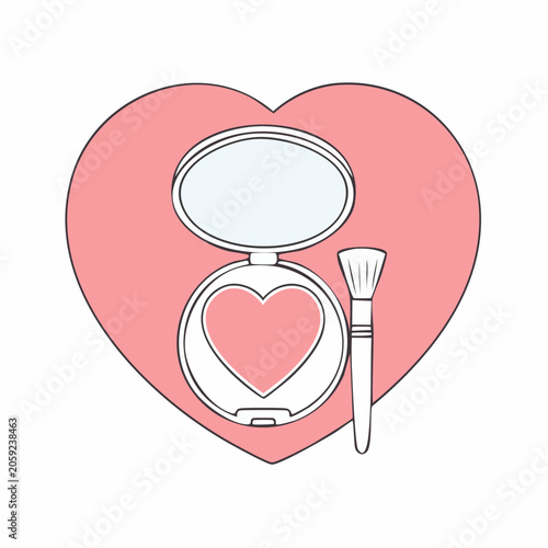 Heart-shaped Blush Compact with Brush