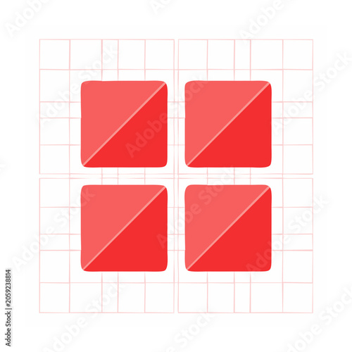 Red squares with diagonal lines on transparent background