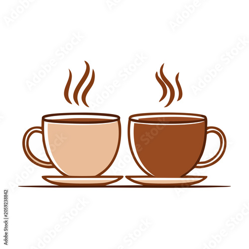 Two steaming coffee cups with saucers icon