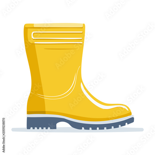 Yellow rubber rain boot illustration