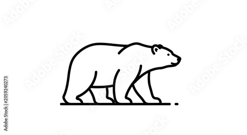 Minimalist polar bear icon. Simple line art of a walking bear on a white background.