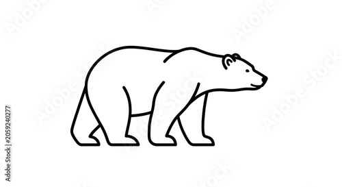 Minimalist polar bear outline icon, simple line art illustration, arctic animal graphic