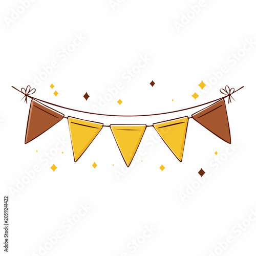 Hand-drawn bunting flags with confetti