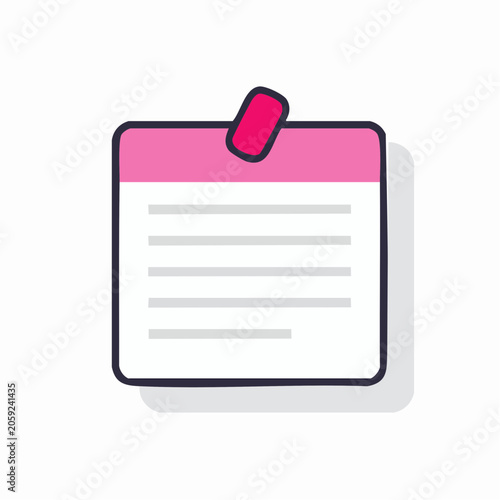 Pink Sticky Note with Lines and Clip