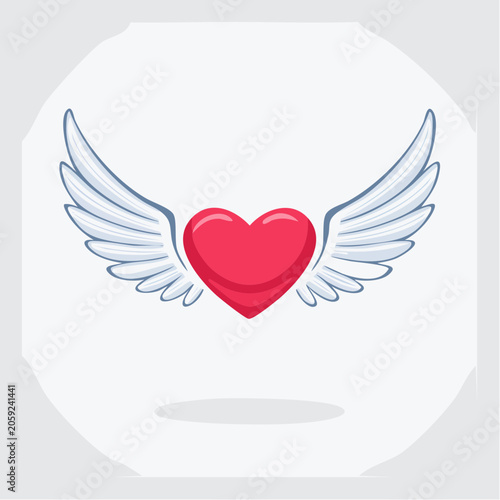 Red Heart with White Wings