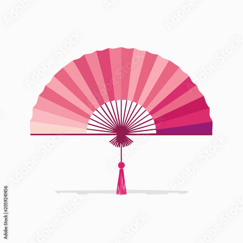 Pink Folding Fan with Tassel
