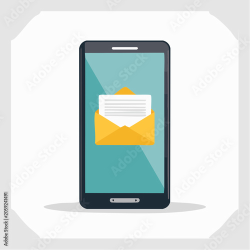 Smartphone with an open envelope and message icon