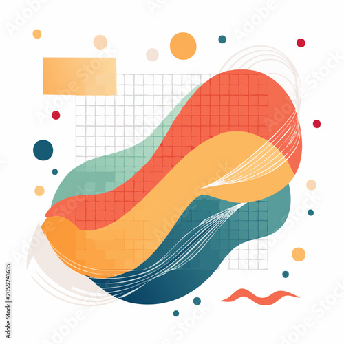 Abstract Organic Shapes with Grid Overlay