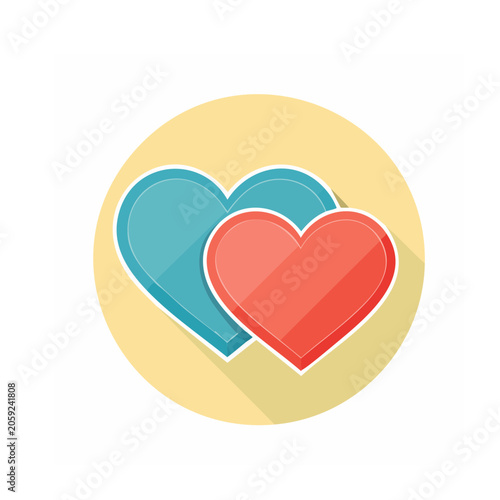 Flat design heart with ribbon symbol