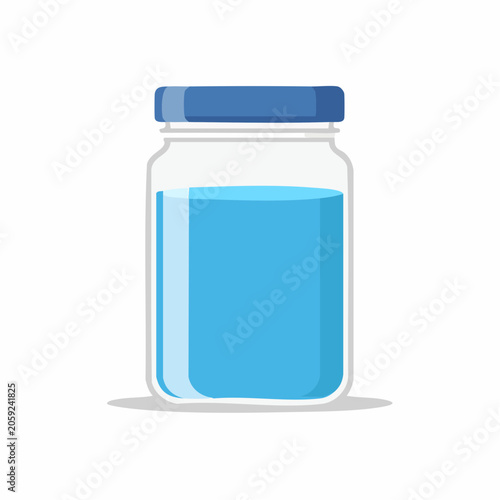 Glass Jar Filled with Blue Liquid